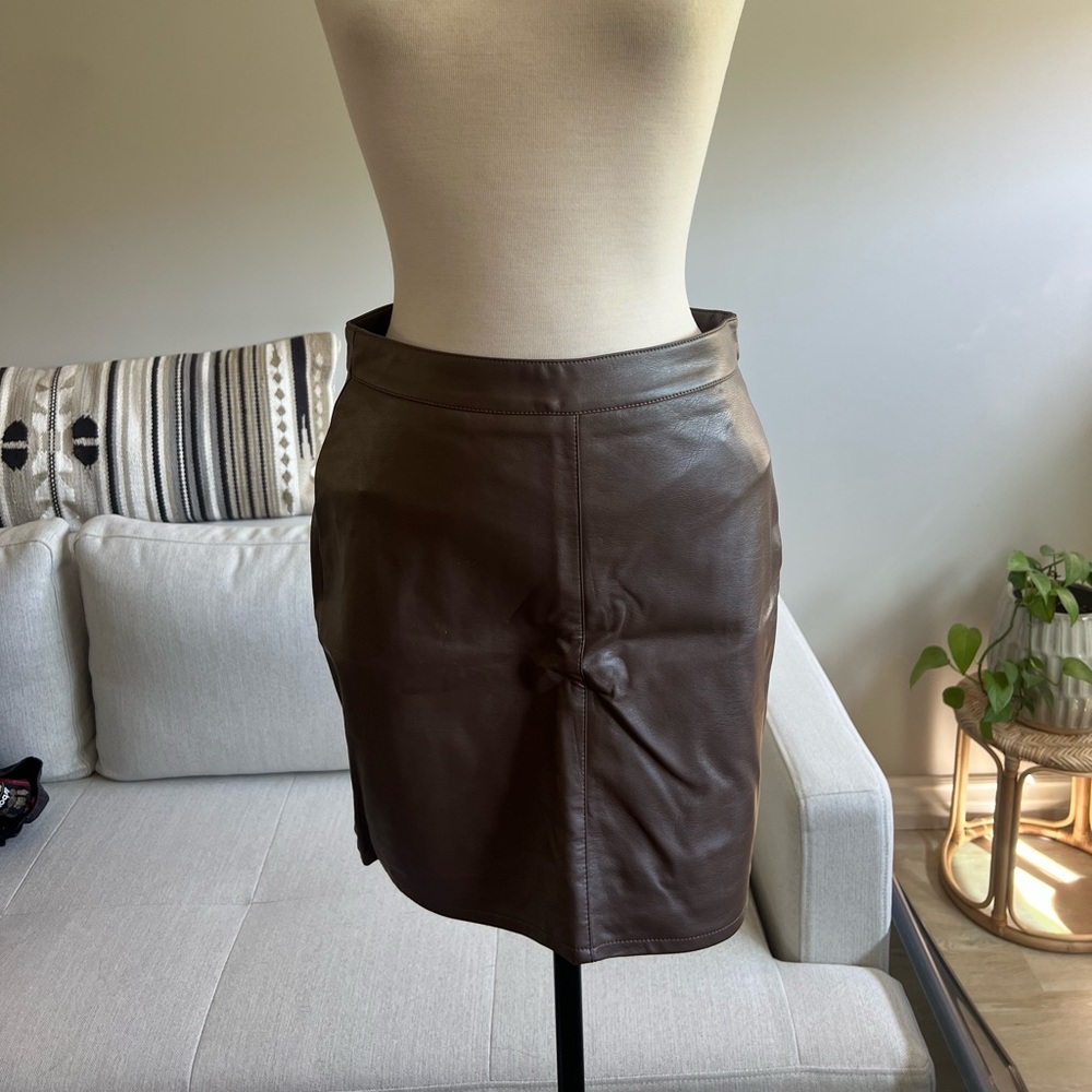 Nasty Gal Brown Faux Leather Skirt - Size 4
